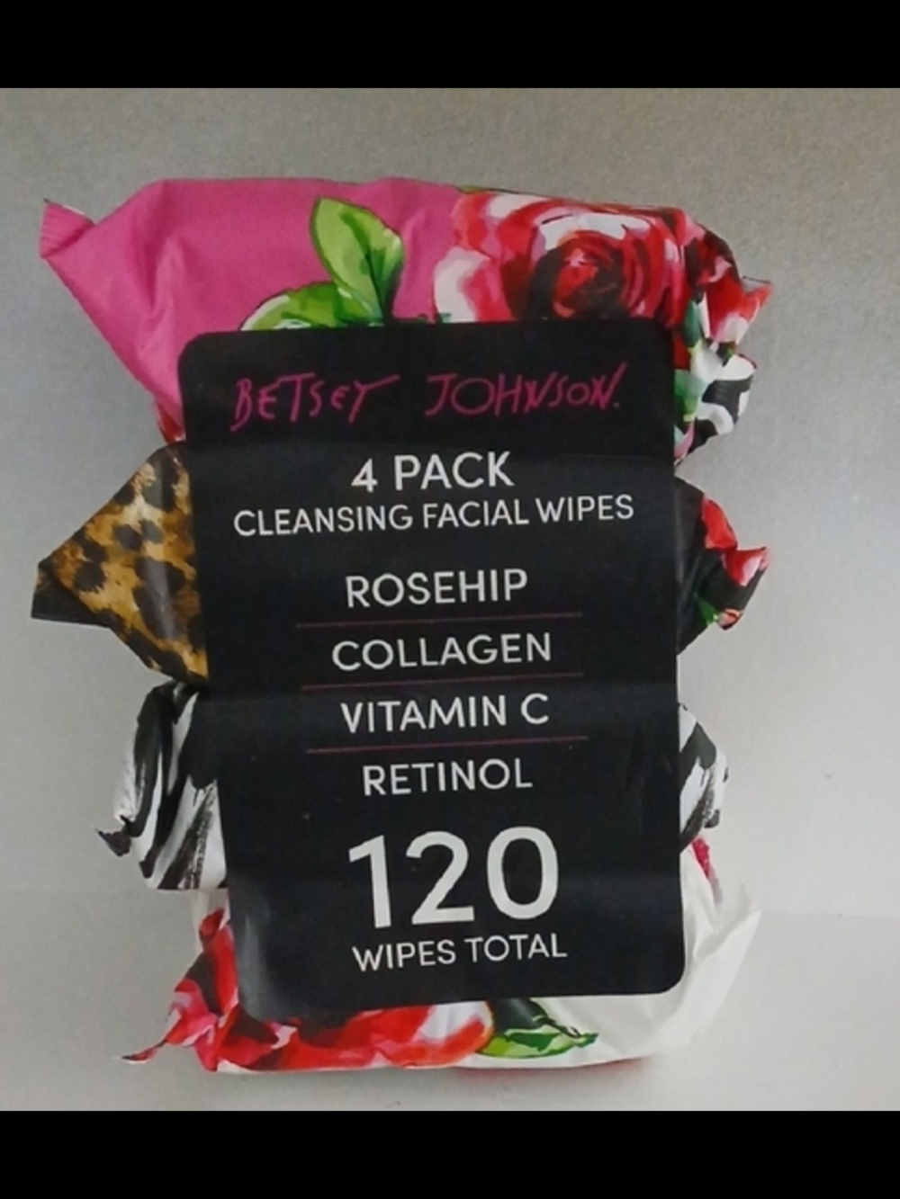 Betsey Johnson Floral Cleansing Facial Wipes - Pink, Red, Green, Black